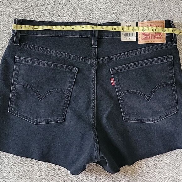 Levi's Black High Rise Hypersoft Cut Off Jean Shorts - Size 14/32 - Picture 7 of 12